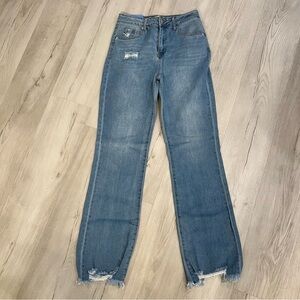 Abound Distressed Blue Straight Leg Jeans